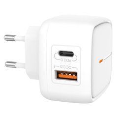 Адаптер быстрой зарядки XO L60 Type-C+USB порты (3A / 18W)