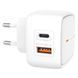 Адаптер быстрой зарядки XO L60 Type-C+USB порты (3A / 18W)