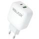 Адаптер быстрой зарядки WALKER WH-37 Type-C+USB порты (3.4A / 18W) White