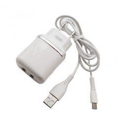 Зарядное устройство XO L69 2USB + Type-C connector (2.4A) White