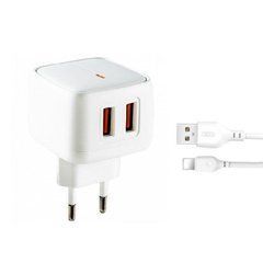 Зарядное устройство XO L61 2USB + Lightning connector (2.4A)