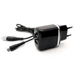 Зарядное устройство XO L69 2USB + Micro-USB connector (2.4A) Black