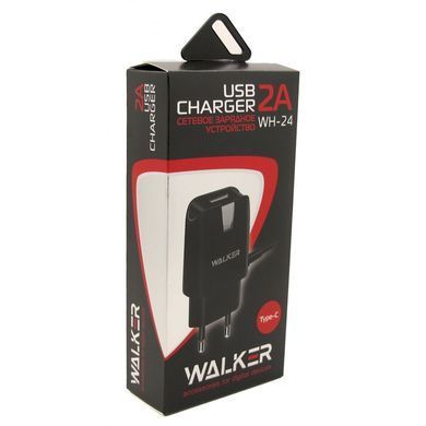 Зарядное устройство WALKER WH-22 Type-C connector+USB (2A) Black